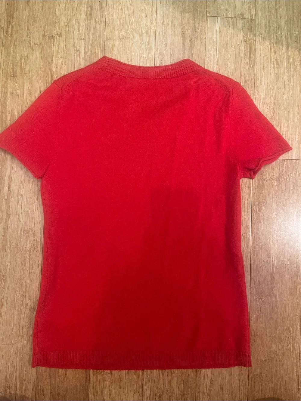 J. Crew Short-Sleeve cashmere Crewneck Top — Red